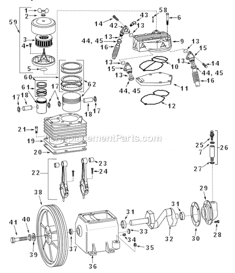 Page B Diagram and Parts List for  Campbell Hausfeld Compressor
